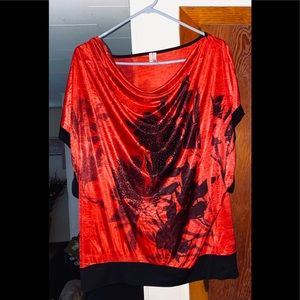 Red and black blouse